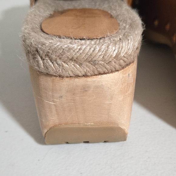 See by Chloe Joline Buckle Espadrille Brown Leather Studded Clog Sandals Size 38 - Picture 11 of 16